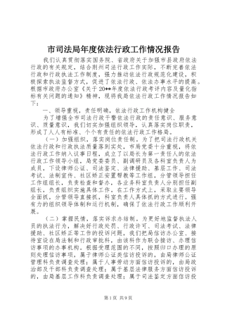 市司法局年度依法行政工作情况报告