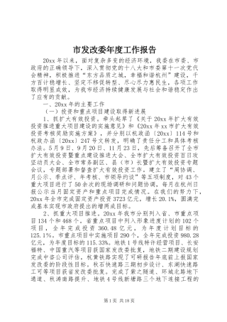 市发改委年度工作报告