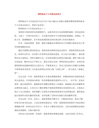 律师执业个人年度总结范文 