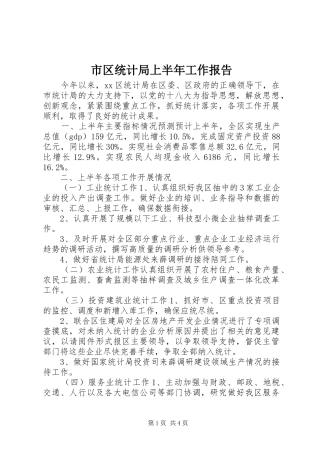 市区统计局上半年工作报告