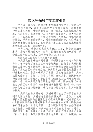 市区环保局年度工作报告