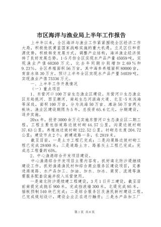 市区海洋与渔业局上半年工作报告