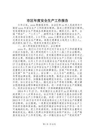 市区年度安全生产工作报告