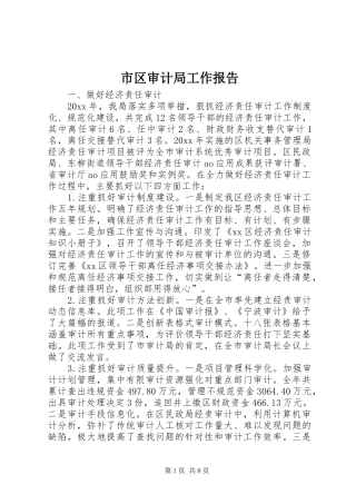 市区审计局工作报告