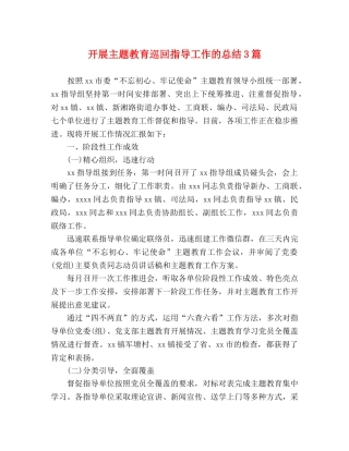 开展主题教育巡回指导工作的总结3篇 