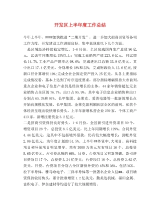 开发区上半年度工作总结 