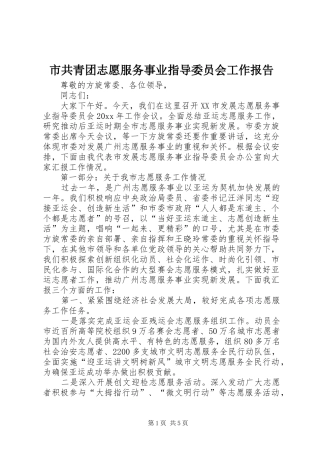 市共青团志愿服务事业指导委员会工作报告