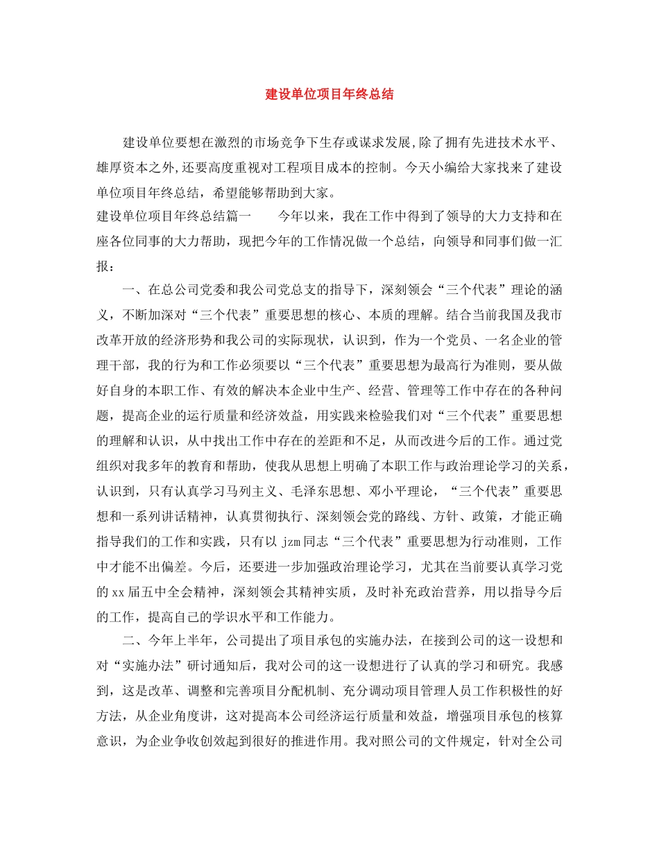 建设单位项目年终总结 _第1页