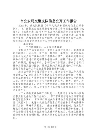 市公安局交警支队信息公开工作报告