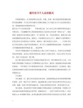 建行实习个人总结格式 