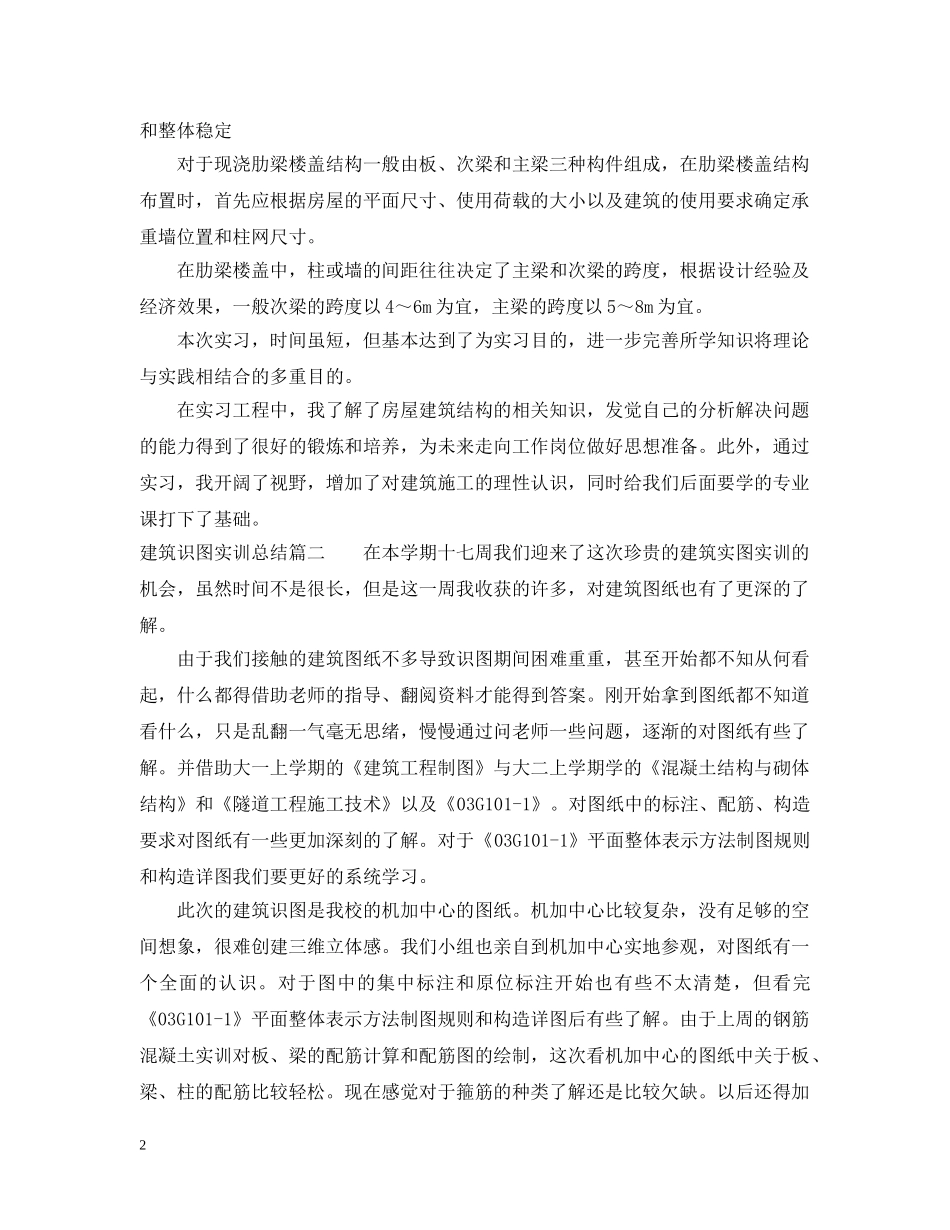 建筑识图实训总结2000字6篇范文 _第2页