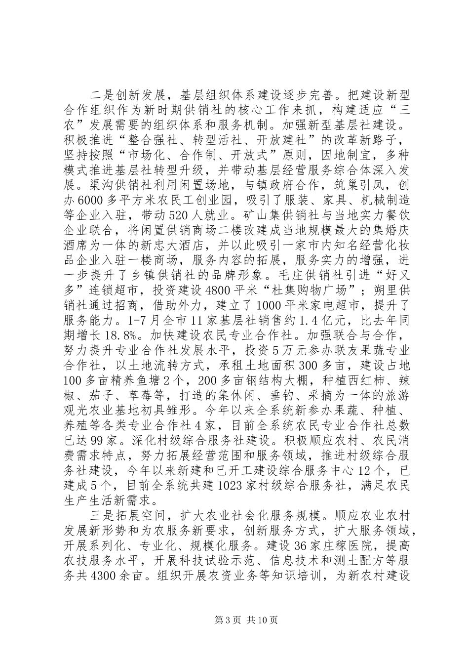 市供销社工作汇报材料_第3页