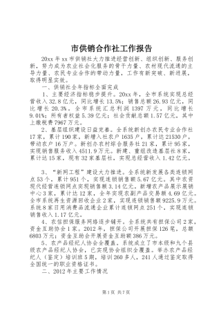 市供销合作社工作报告