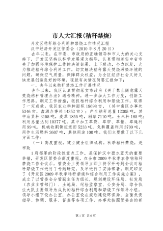 市人大汇报(秸秆禁烧)