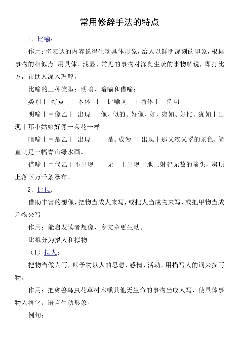 常用修辞手法及带有修辞手法的成语_第1页