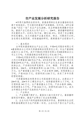 市产业发展分析研究报告