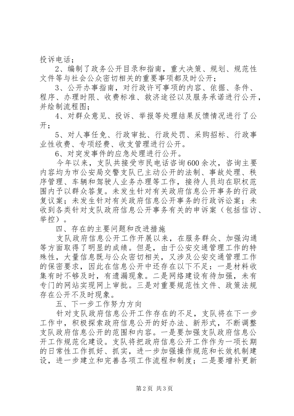 市交警支队政务公开自查报告_第2页