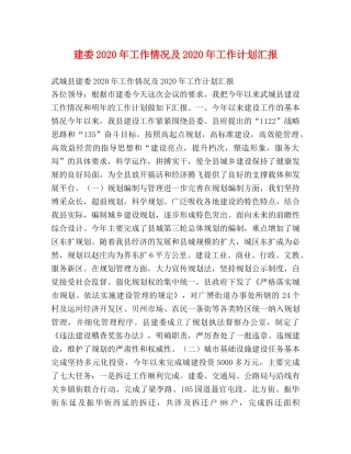 建委2020年工作情况及2020年工作计划汇报 