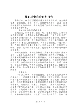 履职尽责自查自纠报告