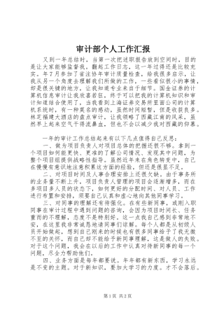 审计部个人工作汇报