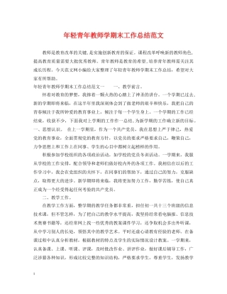 年轻青年教师学期末工作总结范文 