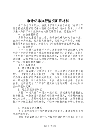 审计纪律执行情况汇报材料