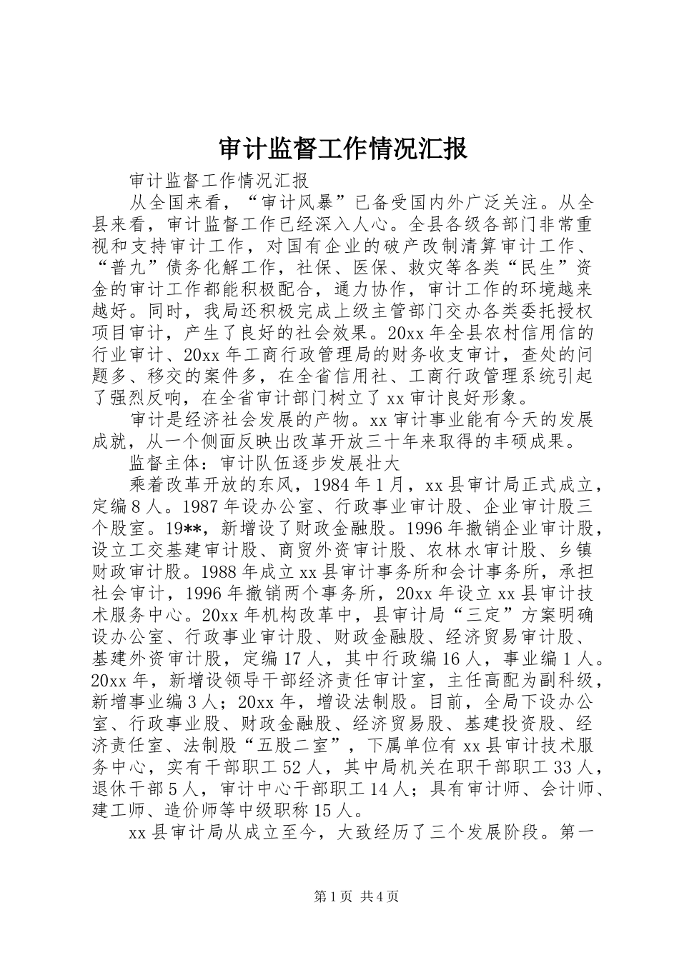 审计监督工作情况汇报_第1页