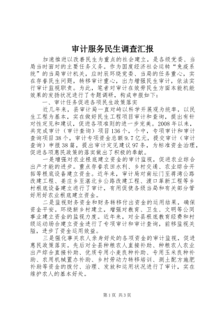审计服务民生调查汇报