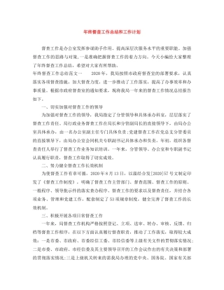 年终督查工作总结和工作计划 