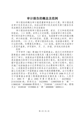 审计报告的概念及范例