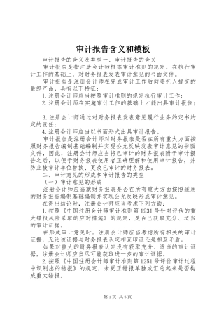 审计报告含义和模板