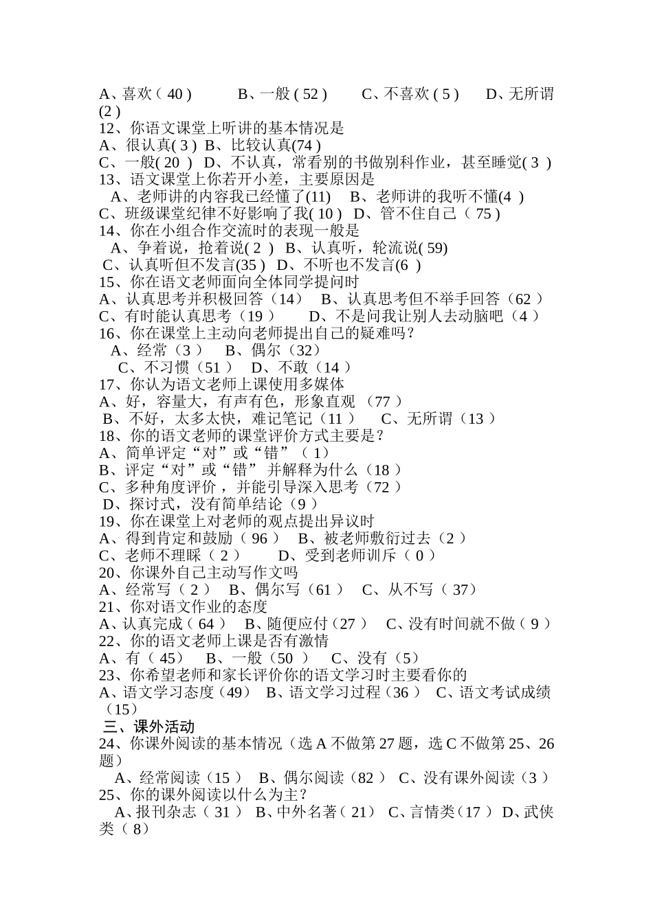 永清中学中学生语文学习兴趣问卷调查表_第2页