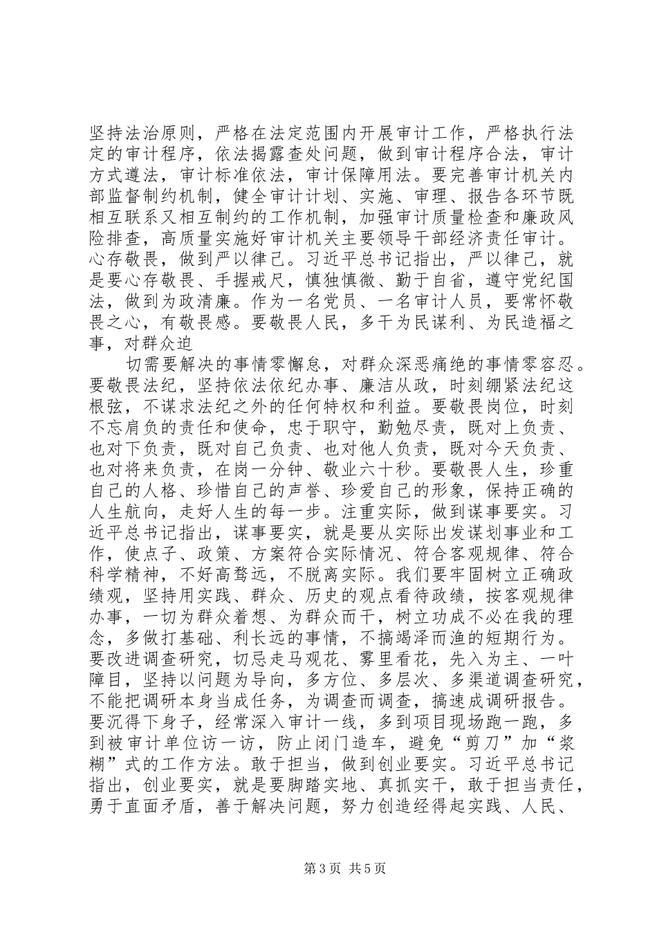 审计干部践行三严三实工作报告_第3页