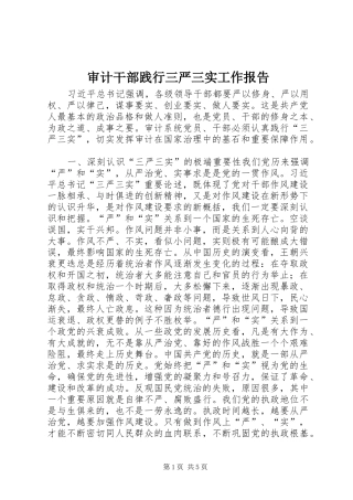 审计干部践行三严三实工作报告