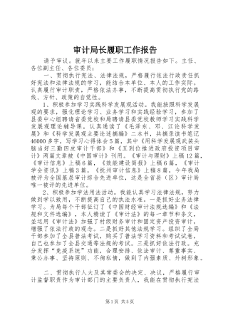 审计局长履职工作报告