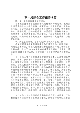 审计局综合工作报告9篇