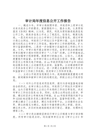 审计局年度信息公开工作报告