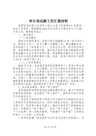 审计局巡察工作汇报材料