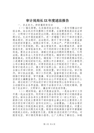 审计局局长XX年度述法报告
