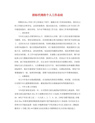 招标代理的个人工作总结 