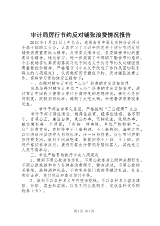 审计局厉行节约反对铺张浪费情况报告