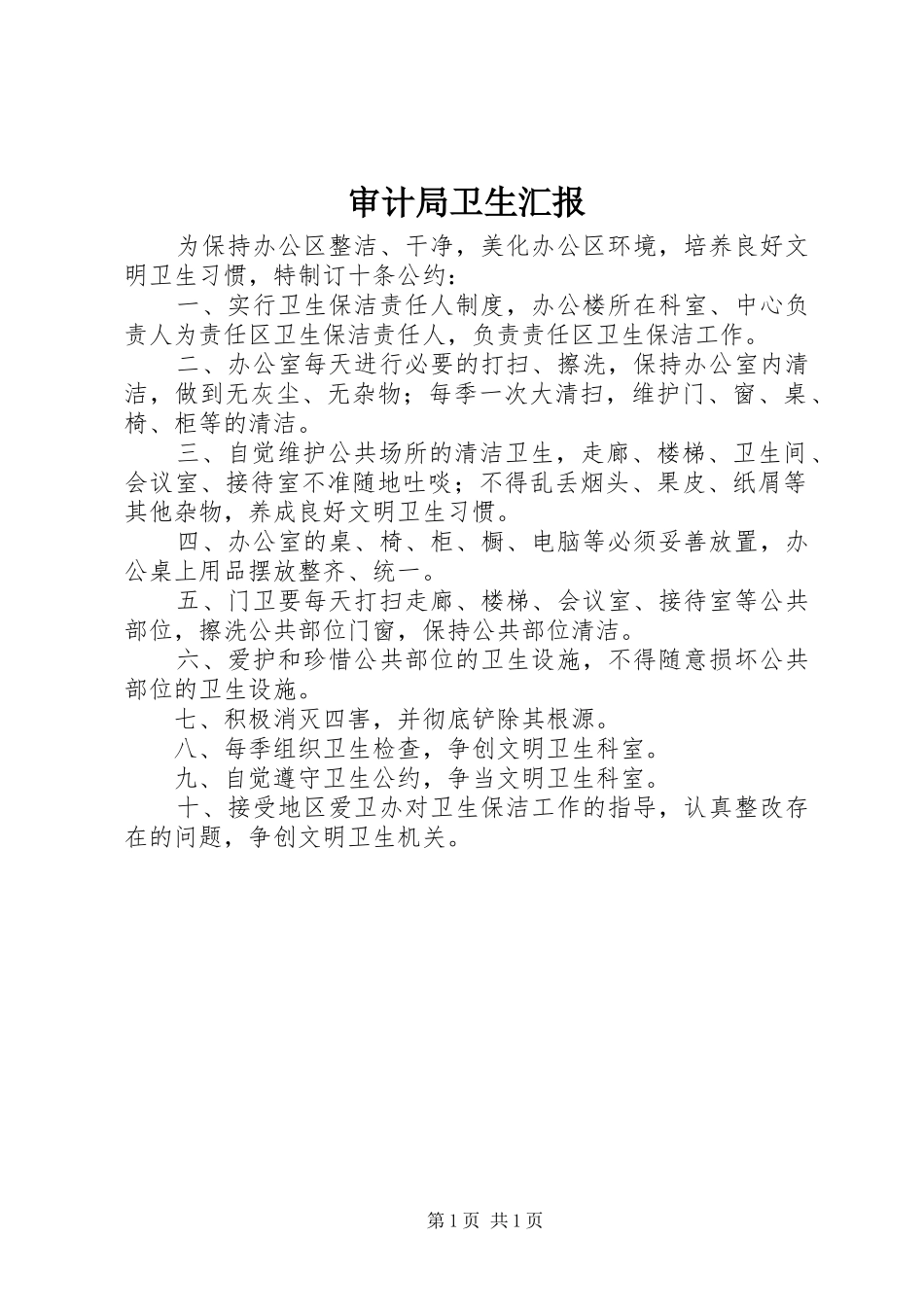 审计局卫生汇报_第1页