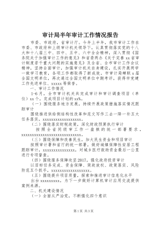 审计局半年审计工作情况报告