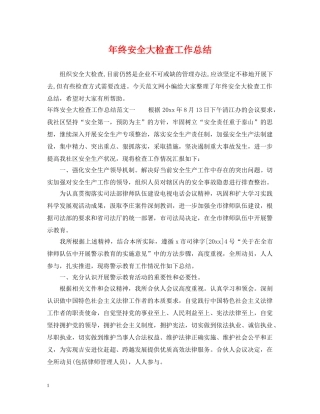 年终安全大检查工作总结 