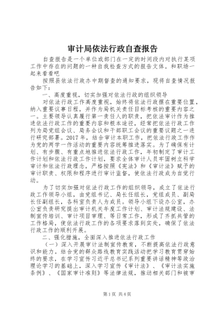 审计局依法行政自查报告