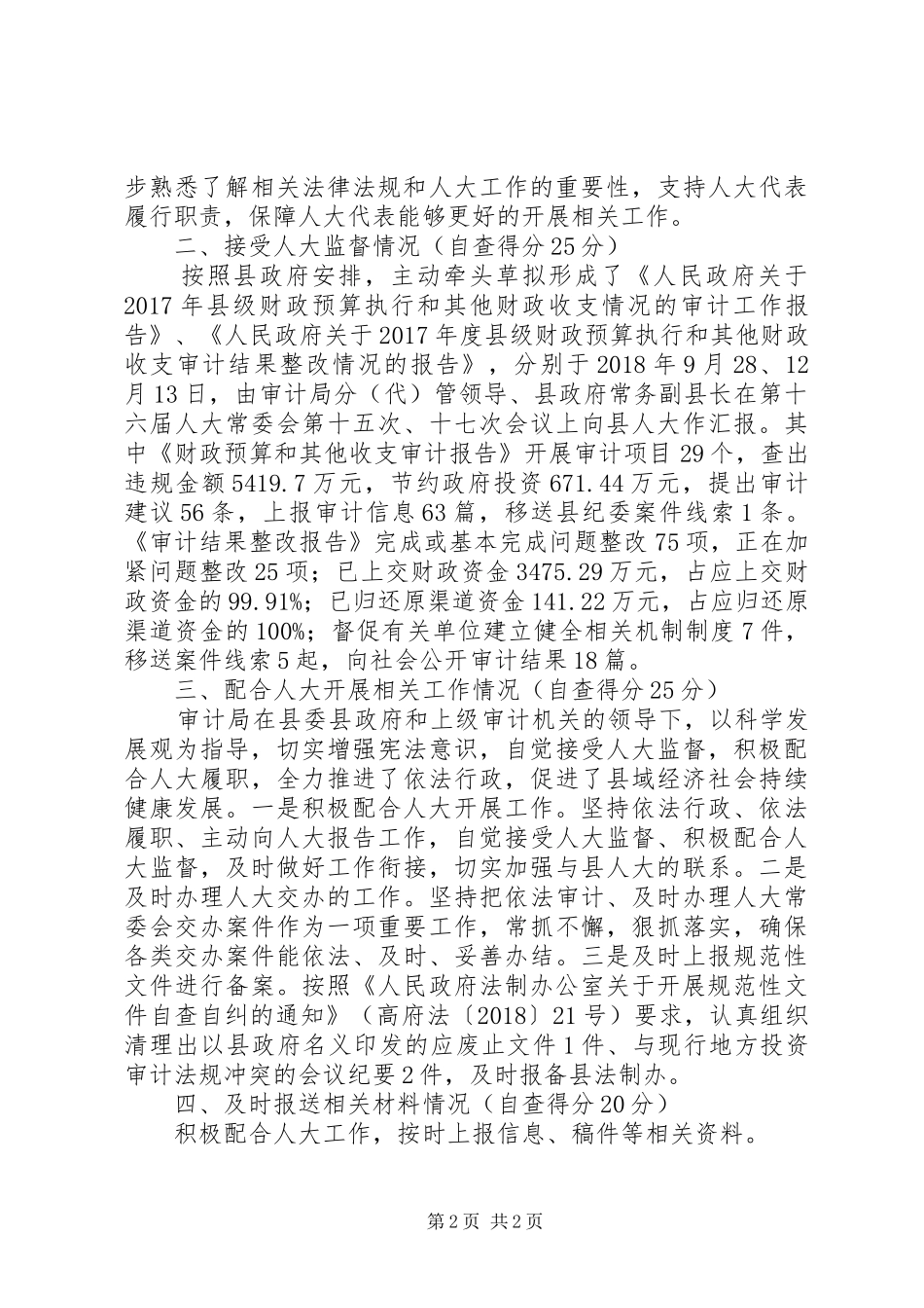 审计局人大工作自查报告_第2页