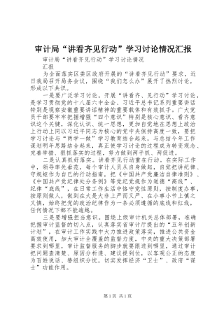 审计局“讲看齐见行动”学习讨论情况汇报