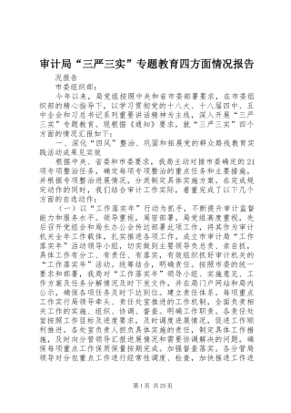 审计局“三严三实”专题教育四方面情况报告
