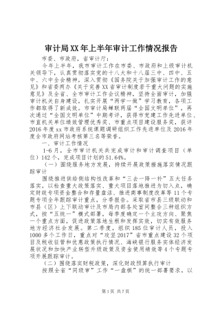 审计局XX年上半年审计工作情况报告