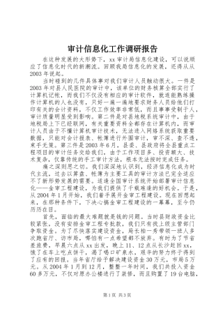 审计信息化工作调研报告